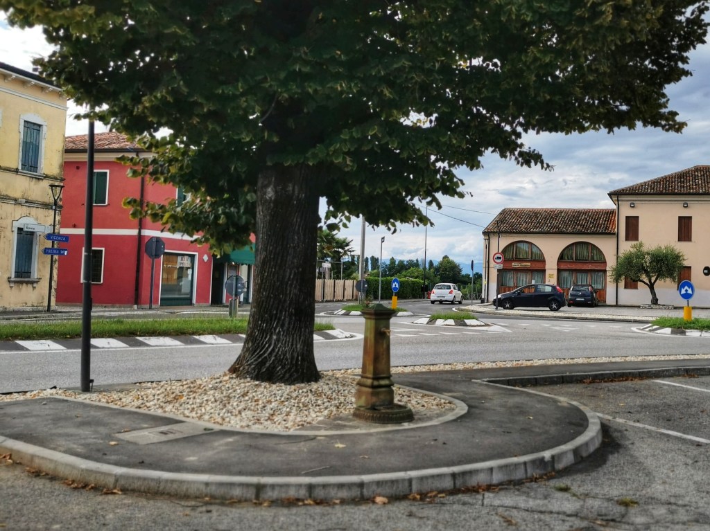 piazza, albero, pompa